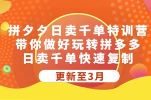 拼夕夕日賣千單特訓營，帶你做好玩轉拼多多，日賣千單快速復制 (更新至3月)