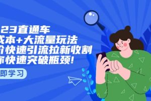 2023直通小成本 大流量玩法，低價快速引流拉新收割，讓你快速突破瓶頸