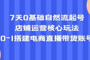 7天0基礎自然流起號，店鋪運營核心玩法，0-1搭建電商直播帶貨賬號