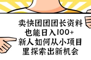 賣快團(tuán)團(tuán)團(tuán)長資料也能日入100  新人如何從小項目里探索出新機(jī)會
