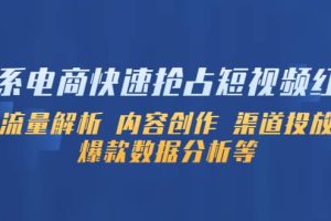 淘系電商快速搶占短視頻紅利：流量解析 內(nèi)容創(chuàng)作 渠道投放 爆款數(shù)據(jù)分析等