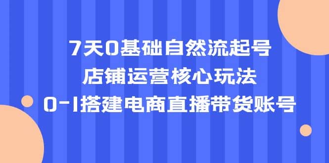 7天0基礎自然流起號，店鋪運營核心玩法，0-1搭建電商直播帶貨賬號插圖