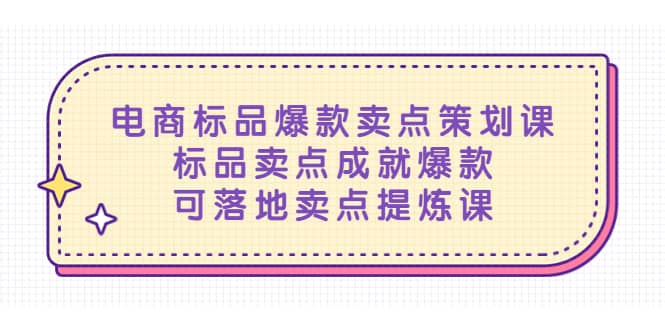 電商標品爆款賣點策劃課，標品賣點成就爆款，可落地賣點提煉課插圖