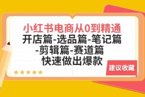 小紅書電商從0到精通：開店篇-選品篇-筆記篇-剪輯篇-賽道篇 快速做出爆款