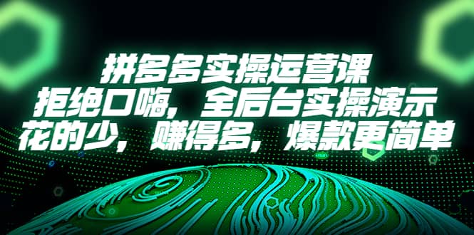 拼多多實操運營課：拒絕口嗨，全后臺實操演示，花的少，賺得多，爆款更簡單插圖