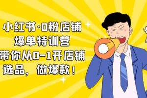 小紅書·0粉店鋪爆單特訓(xùn)營 帶你從0-1開店鋪，選品，做爆款（課程 工具包）