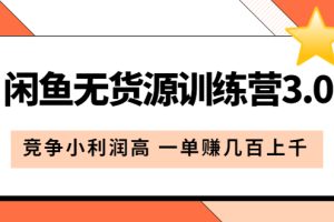 閑魚無貨源訓(xùn)練營3.0：競爭小利潤高 一單賺幾百上千（教程 手冊）第3次更新