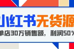 小紅書無貨源項(xiàng)目：從0-1從開店到爆單 單店30萬銷售額 利潤(rùn)50%【5月更新】