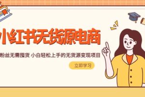 2023小紅書·無貨源電商1.0，0粉絲無需囤貨 小白輕松上手的無貨源變現項目