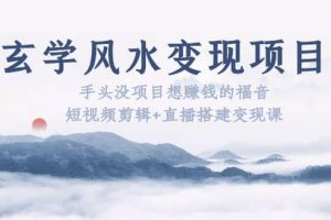 玄學風水變現項目：手頭沒項目想賺錢的福音（短視頻剪輯 直播搭建變現課）