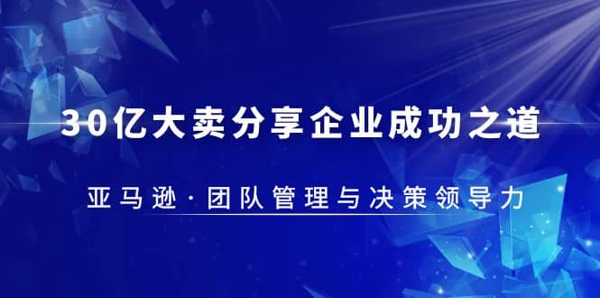 30·億大賣·分享企業(yè)·成功之道-亞馬遜·團(tuán)隊(duì)管理與決策領(lǐng)導(dǎo)力插圖