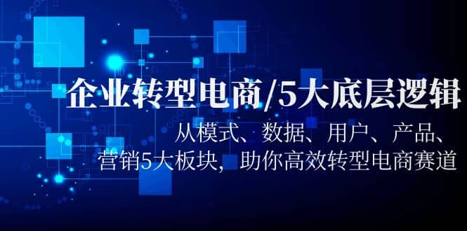 企業(yè)轉(zhuǎn)型電商/5大底層邏輯，從模式 數(shù)據(jù) 用戶 產(chǎn)品 營(yíng)銷5大板塊，高效轉(zhuǎn)型插圖