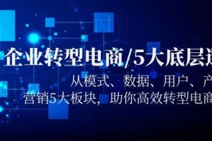 企業(yè)轉(zhuǎn)型電商/5大底層邏輯，從模式 數(shù)據(jù) 用戶 產(chǎn)品 營(yíng)銷5大板塊，高效轉(zhuǎn)型