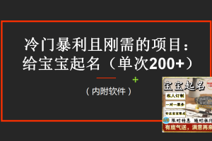 【新課】冷門暴利項目：給寶寶起名（一單200 ）內附教程 工具