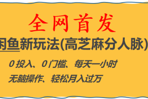 全網首發! 閑魚新玩法(高芝麻分人脈)0投入 0門檻,每天一小時,輕松月入過萬