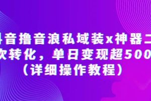 抖音擼音浪私域裝x神器二次轉化，單日變現超500（詳細操作教程）
