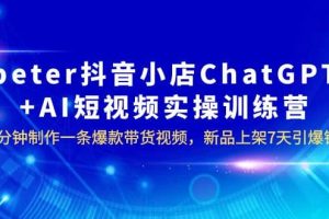 peter抖音小店ChatGPT AI短視頻實訓(xùn) 10分鐘做一條爆款帶貨視頻 7天引爆銷量