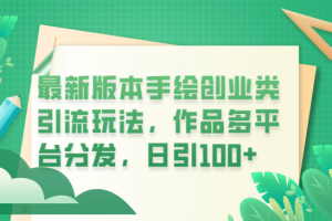 最新版本手繪創(chuàng)業(yè)類引流玩法，作品多平臺分發(fā)，日引100 創(chuàng)業(yè)粉