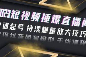 2023短視頻捶爆直播間：快速起號 持續(xù)爆量放大技巧 實(shí)現(xiàn)抖音盈利模型 干貨