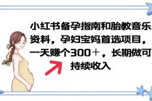小紅書備孕指南和胎教音樂資料 孕婦寶媽首選項目 一天賺個300＋長期可做
