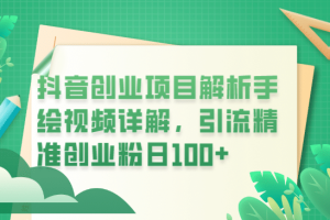 抖音創(chuàng)業(yè)項目解析手繪視頻詳解，引流精準創(chuàng)業(yè)粉日100