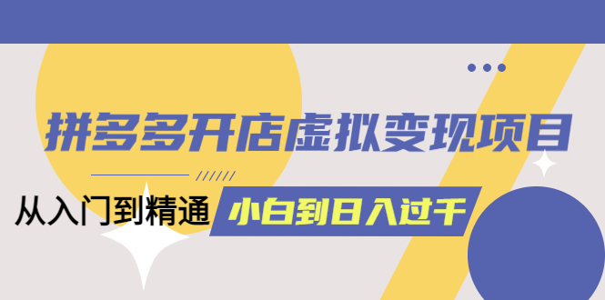 拼多多開店虛擬變現項目：入門到精通 從小白到日入1000（完整版）6月13更新插圖