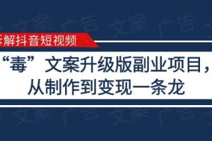 拆解抖音短視頻：“毒”文案升級版副業項目，從制作到變現（教程 素材）