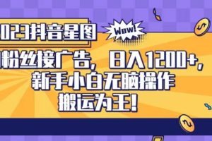 抖音星圖0粉接廣告，新手小白無腦操作日入1200 ，無上限無門檻，搬運為王！【揭秘】