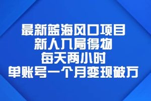 最新藍(lán)海風(fēng)口項(xiàng)目，新人入局得物，每天兩小時(shí)，單賬號(hào)一個(gè)月變現(xiàn)破萬(wàn)