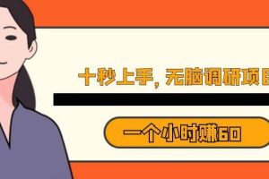 十秒鐘上手，一個小時60元暴利無腦調研項目【揭秘】