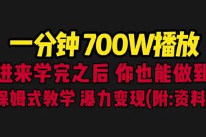 一分鐘700W播放 進來學(xué)完 你也能做到 保姆式教學(xué) 暴力變現(xiàn)（教程 83G素材）