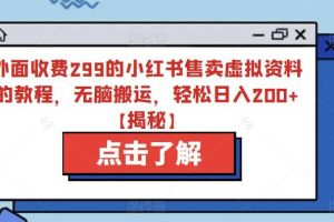 外面收費299的小紅書售賣虛擬資料的教程，無腦搬運，輕松日入200 【揭秘】