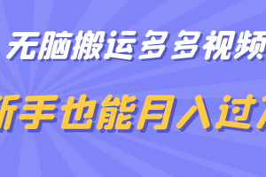 無腦搬運多多視頻，新手也能月入過萬