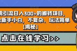 無需引流日入300 的搬磚項目，適合新手小白，不復雜、玩法簡單【揭秘】