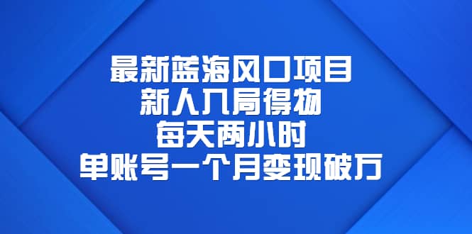 最新藍(lán)海風(fēng)口項(xiàng)目，新人入局得物，每天兩小時(shí)，單賬號(hào)一個(gè)月變現(xiàn)破萬(wàn)插圖