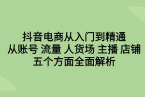 抖音電商從入門到精通，從賬號 流量 人貨場 主播 店鋪五個方面全面解析