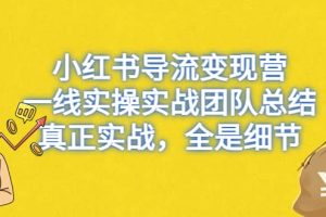 小紅書導(dǎo)流變現(xiàn)營，一線實戰(zhàn)團(tuán)隊總結(jié)，真正實戰(zhàn)，全是細(xì)節(jié)，全平臺適用