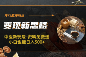 冷門藍(lán)海項(xiàng)目-中醫(yī)新玩法-冷門藍(lán)海項(xiàng)目-中醫(yī)新玩法-資料免費(fèi)送小白也能日入500 500