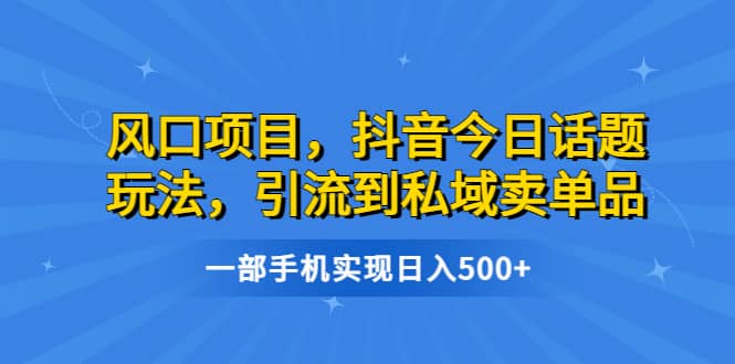 風口項目，抖音今日話題玩法，引流到私域賣單品，一部手機實現(xiàn)日入500插圖