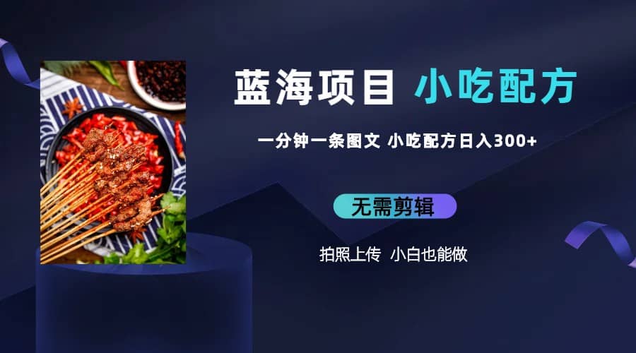 藍海項目一分鐘一條圖文作品-日入300 小吃配方項目（附 684G小吃配方）插圖
