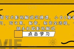 影視解說實戰課，小白0基礎 寫文案 配音 制作全流程 一部手機做影視解說