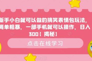 新手小白就可以做的搞笑表情包玩法，簡單粗暴，一部手機就可以操作，日入300【揭秘】