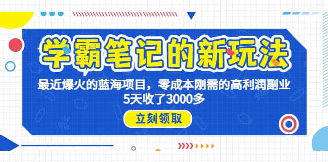 學霸筆記新玩法，最近爆火的藍海項目，0成本高利潤副業，5天收了3000多插圖