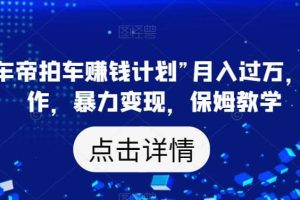 靠“懂車帝拍車賺錢計劃”月入過萬，無腦操作，暴力變現，保姆教學【揭秘】