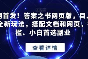 全網(wǎng)首發(fā)！答案之書網(wǎng)頁(yè)版，目入2K，全新玩法，搭配文檔和網(wǎng)頁(yè)，零門檻、小白首選副業(yè)【揭秘】