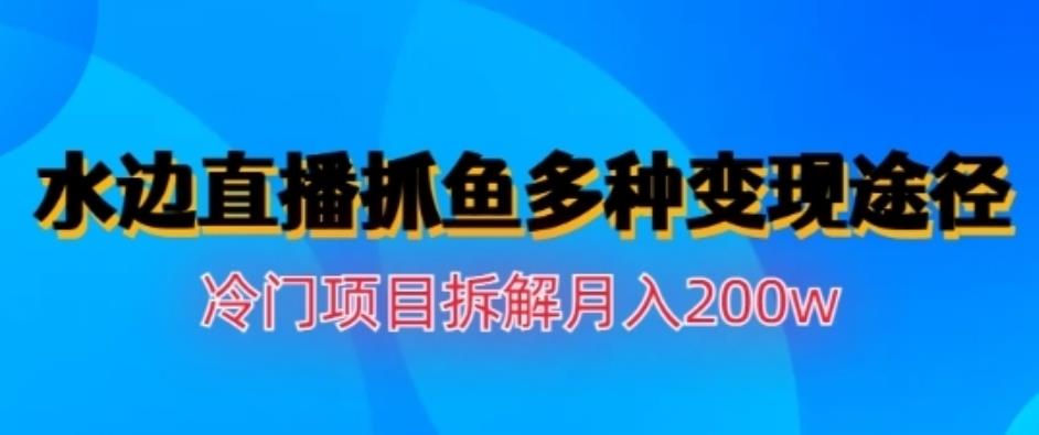 水邊直播抓魚，多種變現途徑冷門項目，月入200w拆解【揭秘】