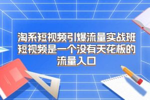 淘系短視頻引爆流量實戰班，短視頻是一個沒有天花板的流量入口