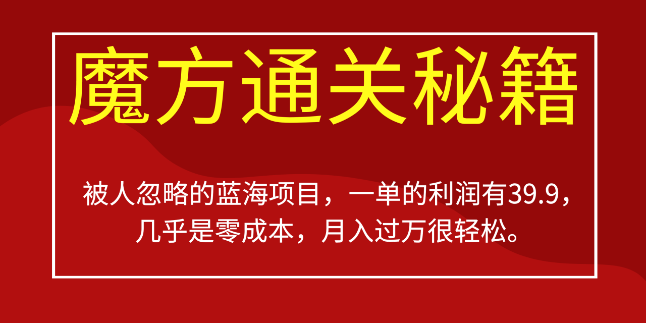 被人忽略的藍海項目，魔方通關秘籍一單利潤有39.9，幾乎是零成本插圖