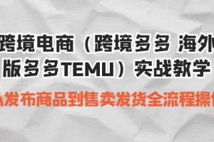 跨境電商（跨境多多 海外版多多TEMU）實操教學 從發布商品到售賣發貨全流程