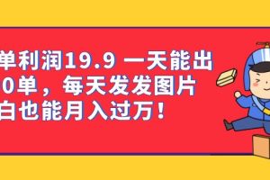 一單利潤19.9 一天能出100單，每天發發圖片 小白也能月入過萬（教程 資料）